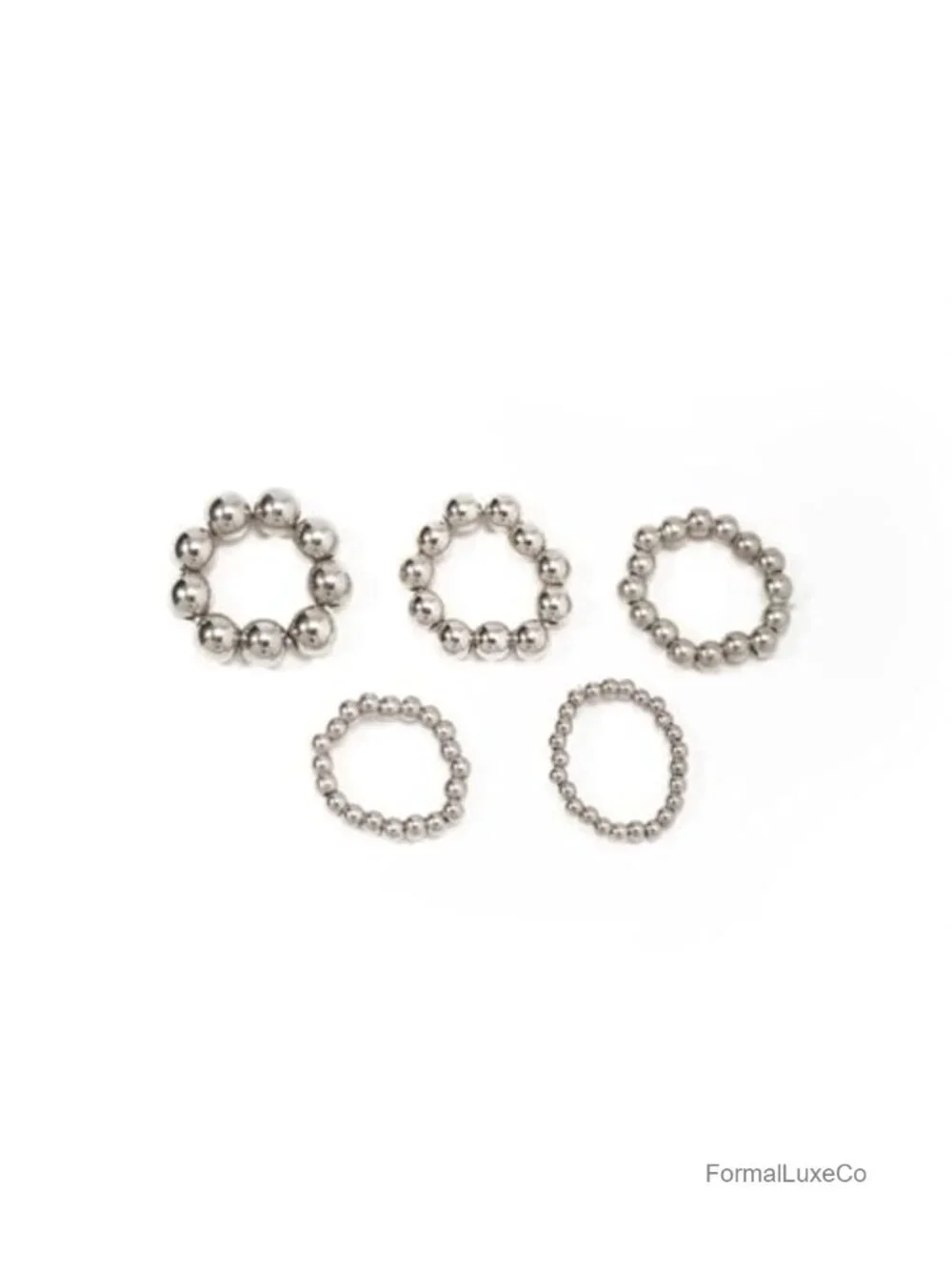Chunky Gold Elastic Beaded Rings Set Stackable Stretch Round Balls Dainty